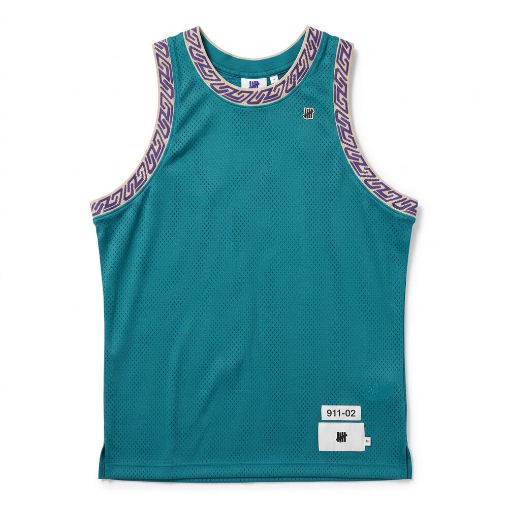 Undefeated Teal Green Aztec Men's Medium Basketball Mesh Jersey Streetwear